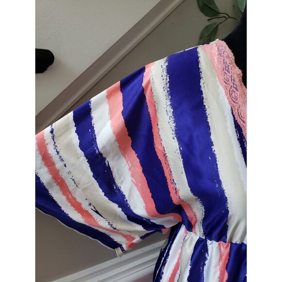 Grass Collection Shift Dress Womens Large Blue White Kimono Sleeve V Neck - Picture 12 of 13